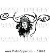 Vector Clip Art of Retro Viking with a Ribbon by Prawny Vintage
