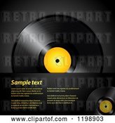 Vector Clip Art of Retro Vinyl Record Album with a Yellow Center over Black with Sample Text by Elaineitalia