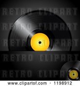Vector Clip Art of Retro Vinyl Record Album with a Yellow Center over Black with Text Space by Elaineitalia
