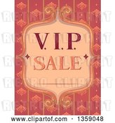 Vector Clip Art of Retro VIP Sale Frame over Pink Floral Stripes by BNP Design Studio