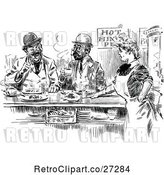 Vector Clip Art of Retro Waitress and Men in a Restaurant by Prawny Vintage
