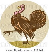 Vector Clip Art of Retro Walking Turkey Logo by Patrimonio