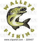 Vector Clip Art of Retro Walleye Fishing Text Around a Fish by Patrimonio