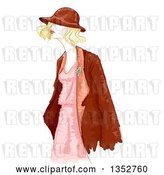 Vector Clip Art of Retro Water Color Styled Blond Lady in Apparel by BNP Design Studio