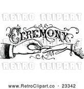 Vector Clip Art of Retro Wedding Ceremony Sign with Hands Exchanging Rings by Prawny Vintage
