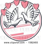 Vector Clip Art of Retro Wedding Doves and Heart Balloons by Vector Tradition SM