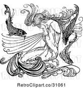 Vector Clip Art of Retro Weeping Lady with Fish by Prawny Vintage