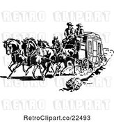 Vector Clip Art of Retro Western Cowboys and a Stage Coach by BestVector