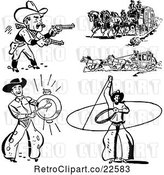Vector Clip Art of Retro Western Cowboys and Stage Coaches by BestVector