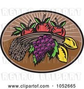 Vector Clip Art of Retro Wheat, Grapes, Lemons and Apples Logo by Patrimonio