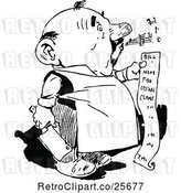 Vector Clip Art of Retro Whistling Butcher Guy Holding a Bill by Prawny Vintage