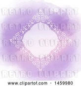 Vector Clip Art of Retro White Diamond Shaped Frame over Purple Watercolor by KJ Pargeter