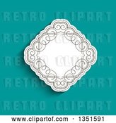 Vector Clip Art of Retro White Diamond with Swirls over Turquoise by KJ Pargeter