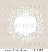Vector Clip Art of Retro White Doily Frame over a Texture by KJ Pargeter