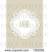 Vector Clip Art of Retro White Floral Diamond Frame with Menu Text over a Canvas Texture by KJ Pargeter
