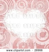 Vector Clip Art of Retro White Grunge Heart Bordered by a Background of Pink Circles by KJ Pargeter
