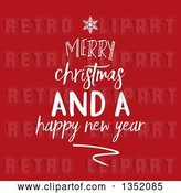 Vector Clip Art of Retro White Merry Christmas and a Happy New Year Greeting Forming a Tree over Red by KJ Pargeter