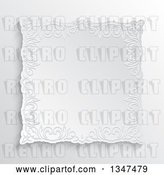 Vector Clip Art of Retro White Ornate Embossed Floral Frame over Shading by KJ Pargeter