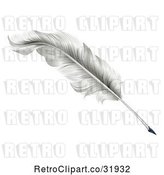 Vector Clip Art of Retro White Plume Feather Quill Pen by AtStockIllustration