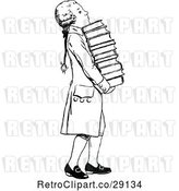 Vector Clip Art of Retro Wig Boy Carrying Books by Prawny Vintage