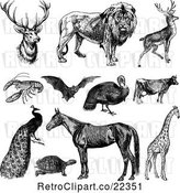 Vector Clip Art of Retro Wild and Farm Animals by BestVector