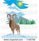 Vector Clip Art of Retro Wild Mouflon Mountain Sheep by Patrimonio