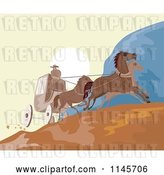 Vector Clip Art of Retro Wild West Stagecoach on a Road by Patrimonio
