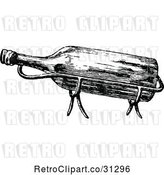 Vector Clip Art of Retro Wine Bottle in a Holder by Prawny Vintage
