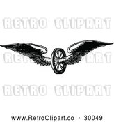 Vector Clip Art of Retro Winged Axle Wheel by Prawny Vintage