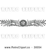 Vector Clip Art of Retro Winged Wreath and Branches by Prawny Vintage
