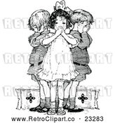 Vector Clip Art of Retro Wise Children Covering Their Ears Mouth and Eyes by Prawny Vintage