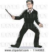 Vector Clip Art of Retro Wizard Holding a Wand by Patrimonio