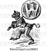Vector Clip Art of Retro Wolf Carrying the Letter W by Prawny Vintage