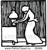 Vector Clip Art of Retro Woman and Lamp Icon by Prawny Vintage