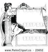 Vector Clip Art of Retro Woman Blowing a Horn by Prawny Vintage