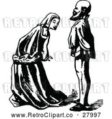 Vector Clip Art of Retro Woman Bowing to a Man by Prawny Vintage