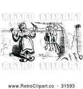 Vector Clip Art of Retro Woman Butchering Chickens 1 by Prawny Vintage