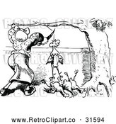 Vector Clip Art of Retro Woman Butchering Chickens 2 by Prawny Vintage