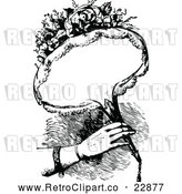 Vector Clip Art of Retro Woman Holding a Bouquet of Flowers with Copyspace by Prawny Vintage