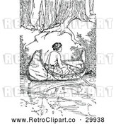 Vector Clip Art of Retro Woman in a Canoe by Prawny Vintage
