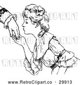 Vector Clip Art of Retro Woman Kissing a Hand by Prawny Vintage