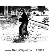 Vector Clip Art of Retro Woman Reading in a Street by Prawny Vintage