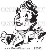 Vector Clip Art of Retro Woman Smiling Upwards by BestVector