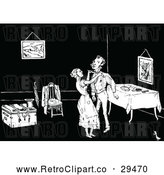 Vector Clip Art of Retro Woman Tying Her Husband's Tie by Prawny Vintage