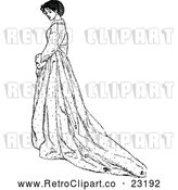 Vector Clip Art of Retro Woman with a Long Dress by Prawny Vintage
