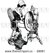 Vector Clip Art of Retro Woman Working a Spindle by Prawny Vintage