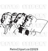 Vector Clip Art of Retro Women Reading a Blank Paper by BestVector