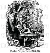 Vector Clip Art of Retro Women Reading at a Table by Prawny Vintage
