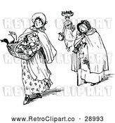 Vector Clip Art of Retro Women with Market Baskets by Prawny Vintage