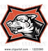 Vector Clip Art of Retro Woocut Snarling Wolf by Patrimonio